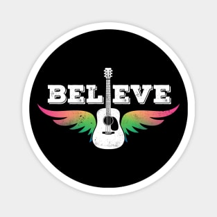 Believe Colorful Guitar Wings Dreadnought Style Acoustic Guitar Magnet